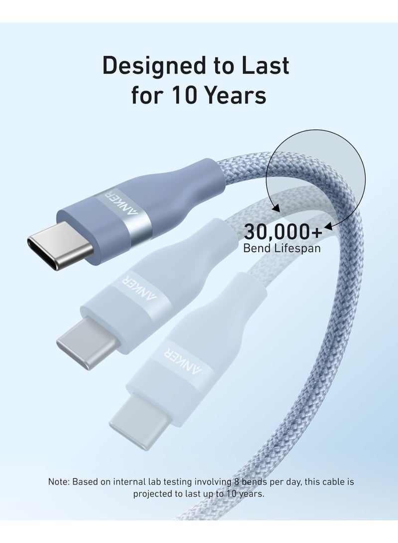 Anker Nano USB C Cable Softline, 240W 3FT Flexible Multi-Color Braided Cord, Fast Charging Type C Charger for iPhone 17 Series, MacBook Pro and More(Blue) - Image 2
