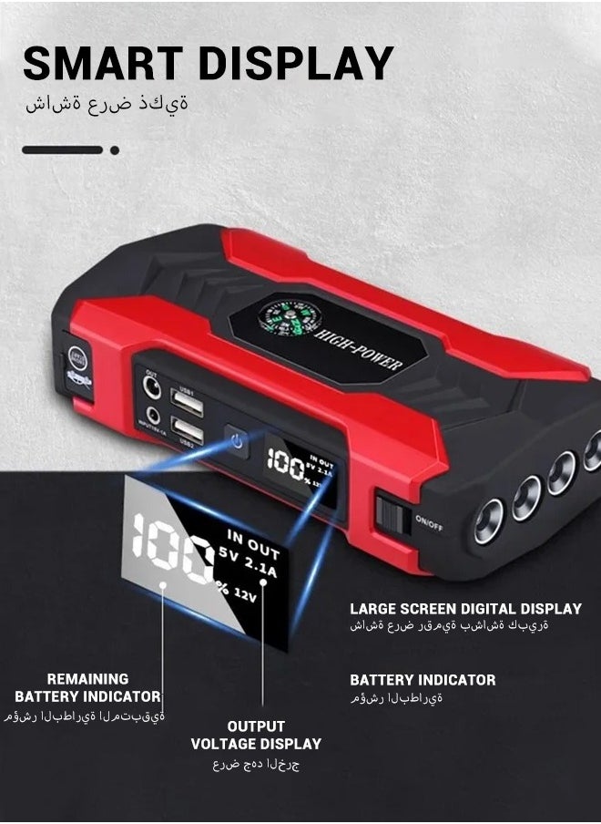 spa luxetique Car Jump Starter 28000mah Water-Resistant Jump Starter Battery Pack, Battery Jumper Starter Portable 200W,12V/1A, LED Light  - Image 4