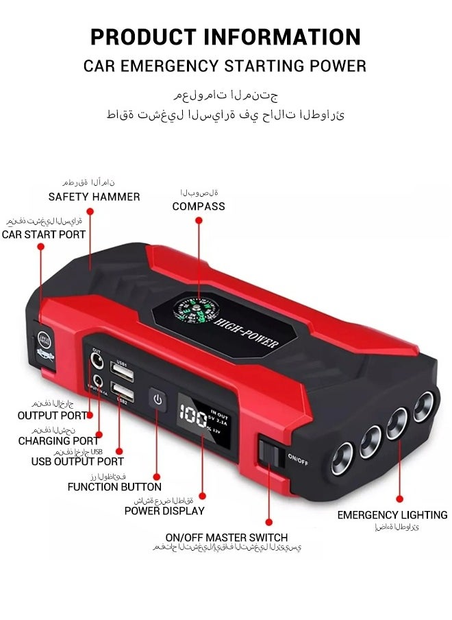 spa luxetique Car Jump Starter 28000mah Water-Resistant Jump Starter Battery Pack, Battery Jumper Starter Portable 200W,12V/1A, LED Light  - Image 2