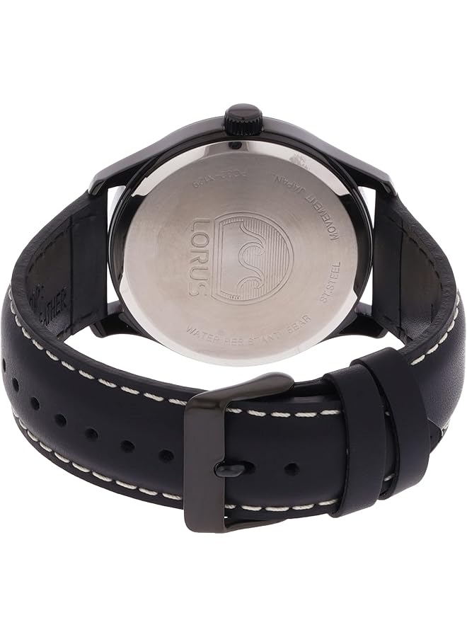 لوراس ساعة رجالية كلاسيكية بحزام جلدي أسود Rh941Hx9 - Image 2