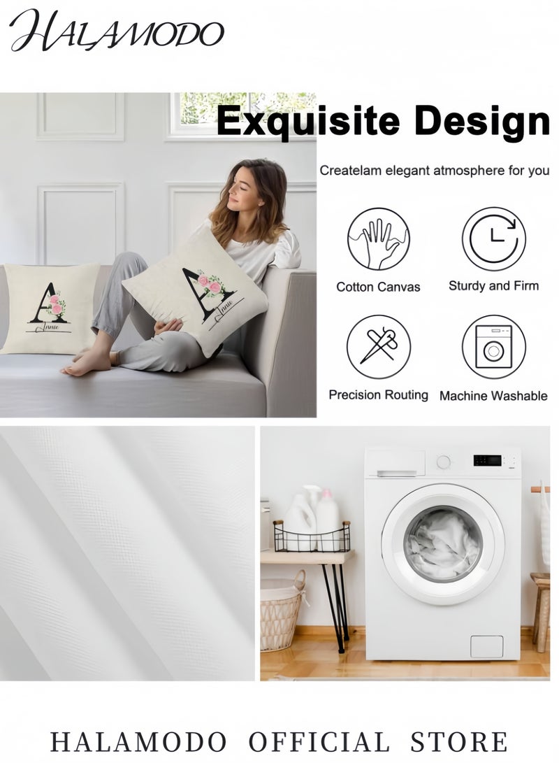 هالامودو غطاء وسادة مطبوع عليه حروف رومانسية أسود/أبيض - Image 3