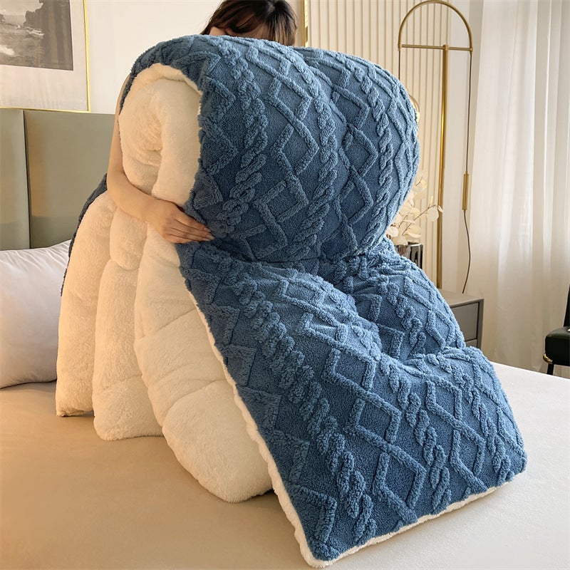 Popular Taffeta Lamb Fleece Quilt, Double-Sided Fleece Winter Quilt, Thickened And Warm, Single Student Dormitory Quilt Core - Image 1