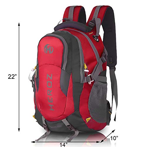 HEROZ Hammer Unisex Nylon 45 L Travel Laptop Backpack Water Resistant Slim Durable Fits Up to 17.3 Inch Laptop Notebook (Grey & Red) - Image 5