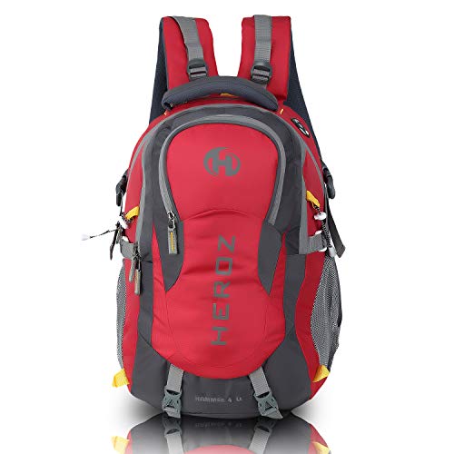 HEROZ Hammer Unisex Nylon 45 L Travel Laptop Backpack Water Resistant Slim Durable Fits Up to 17.3 Inch Laptop Notebook (Grey & Red) - Image 1