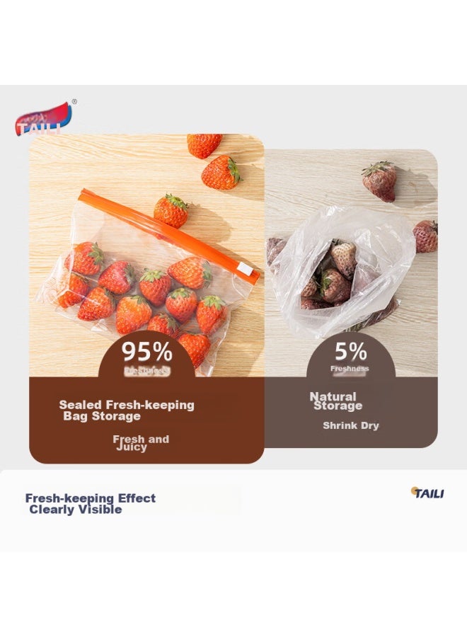 Taili Food Storage Bags, Zipper Bags, Thick Pe Food Bags With Sliding Locks, Medium Size - Image 4