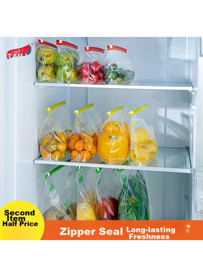 Taili Food Storage Bags, Zipper Bags, Thick Pe Food Bags With Sliding Locks, Medium Size - Image 1