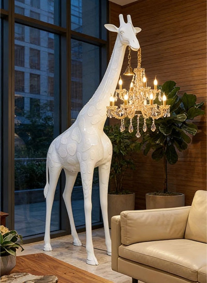 Floor Lamp Giraffe Sculpture Floor Lamp -  Large Art Floor Lamp Equipped With An E14 Light Source, a high-quality K9 crystal chandelier included, and a fiberglass (FRP) lamp body, 265 cm tall, Suitable For hotel lobbies, villas, living rooms, gardens, shopping malls, parks, and upscale residential areas. - Image 5