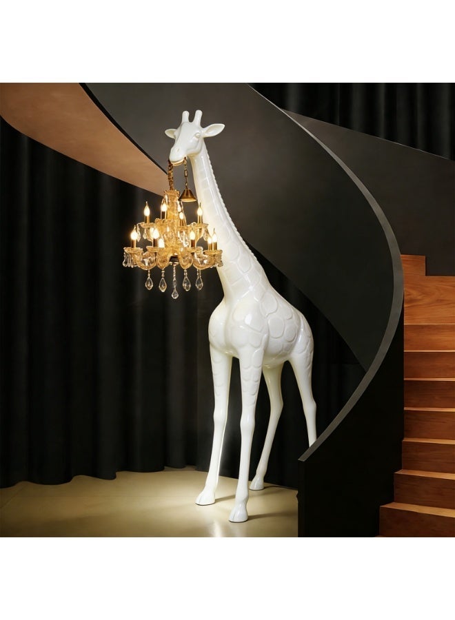 Floor Lamp Giraffe Sculpture Floor Lamp -  Large Art Floor Lamp Equipped With An E14 Light Source, a high-quality K9 crystal chandelier included, and a fiberglass (FRP) lamp body, 265 cm tall, Suitable For hotel lobbies, villas, living rooms, gardens, shopping malls, parks, and upscale residential areas. - Image 4