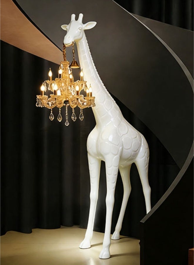 Floor Lamp Giraffe Sculpture Floor Lamp -  Large Art Floor Lamp Equipped With An E14 Light Source, a high-quality K9 crystal chandelier included, and a fiberglass (FRP) lamp body, 265 cm tall, Suitable For hotel lobbies, villas, living rooms, gardens, shopping malls, parks, and upscale residential areas. - Image 3