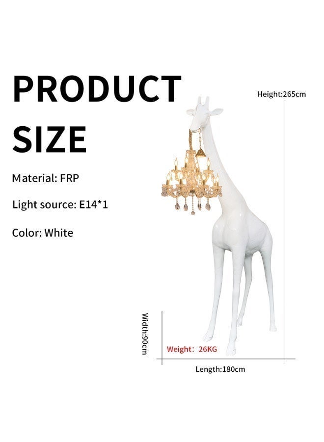 Floor Lamp Giraffe Sculpture Floor Lamp -  Large Art Floor Lamp Equipped With An E14 Light Source, a high-quality K9 crystal chandelier included, and a fiberglass (FRP) lamp body, 265 cm tall, Suitable For hotel lobbies, villas, living rooms, gardens, shopping malls, parks, and upscale residential areas. - Image 2