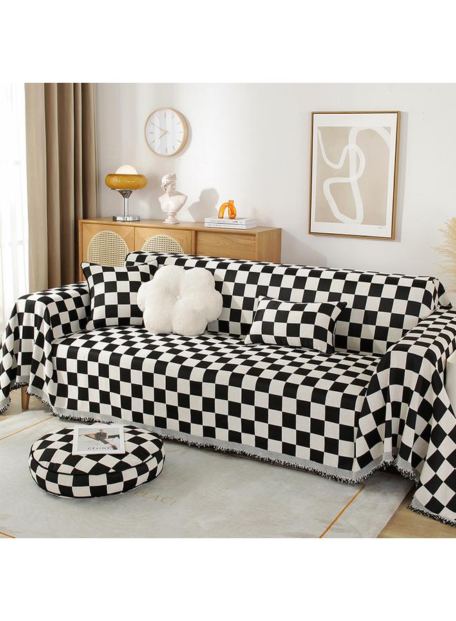 Bluejw Chenille Sofa Towel Full Cover Cloth Ins Style Simple Checkerboard Four Seasons Universal Anti-Cat Scratch Sofa Cover Cloth Cover Towel  - Image 2