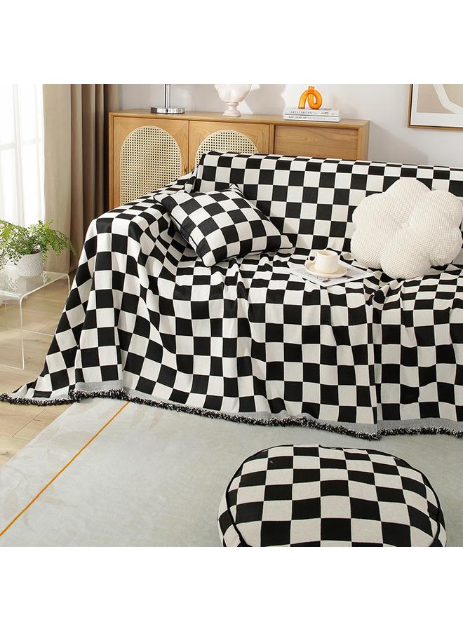 Bluejw Chenille Sofa Towel Full Cover Cloth Ins Style Simple Checkerboard Four Seasons Universal Anti-Cat Scratch Sofa Cover Cloth Cover Towel  - Image 3