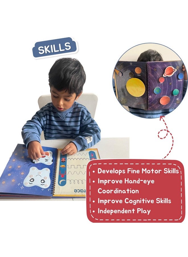 CocoMoco Kids My Preschool Busy Book for Toddlers Level 2 with Body Parts, Planets, Opposites, Emotions | Quiet Book for Kids Learning Toys for 3-5 Year olds | Montessori Learning (Pack of 1) - Image 4