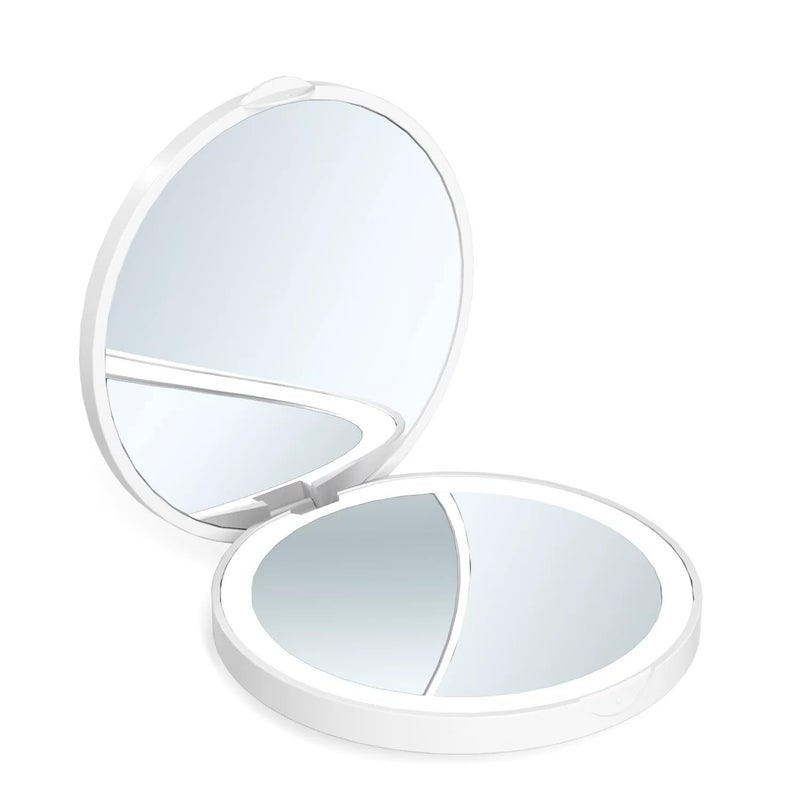 Vitalogy alloy steel with polyurethane Mirror for Makeup - Magnifying Compact Hand Mirror with 2X 1x Zoom - Folding Pocket Double Sided Makeup Mirror for Purse (Round with LED Light - White) - Image 5