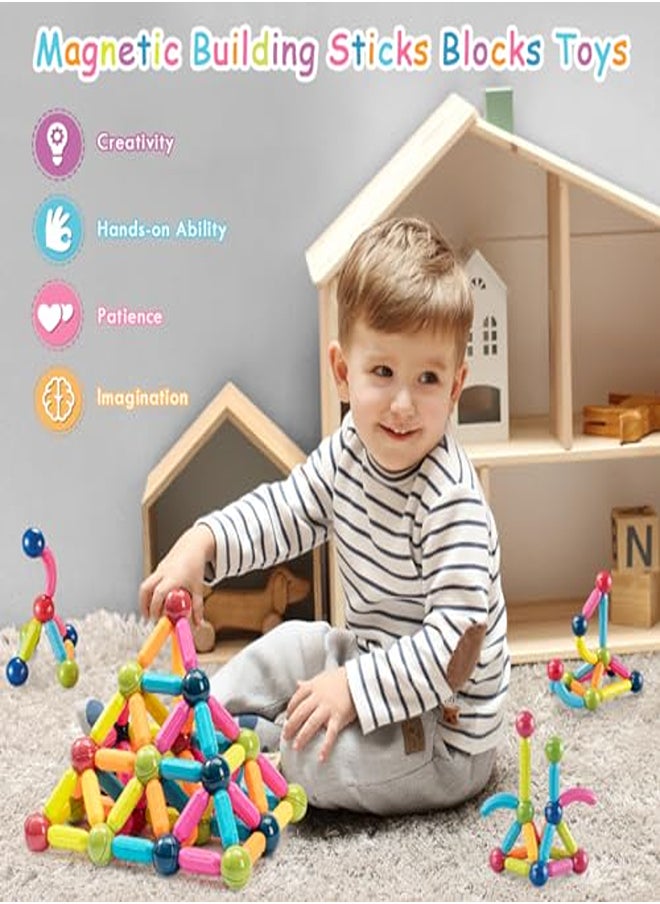 54-Piece Magnetic Balls and Rods Set – 3D STEM Educational Building Blocks for Kids (Ages 3+)  - Image 2