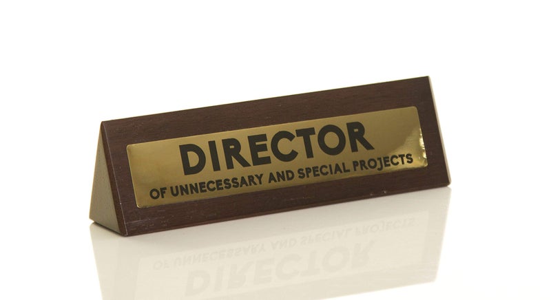 Boxer Gifts Boxer Gifts Director Of Unnecessary Projects Novelty Wooden Desk Warning Sign | Funny Office Humor Gift For Colleague Or Boss | 4.5cm x 17.5cm - Image 1