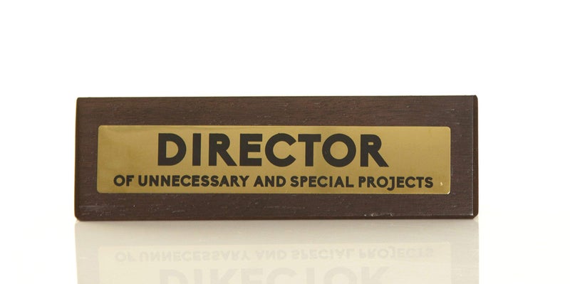 Boxer Gifts Boxer Gifts Director Of Unnecessary Projects Novelty Wooden Desk Warning Sign | Funny Office Humor Gift For Colleague Or Boss | 4.5cm x 17.5cm - Image 2