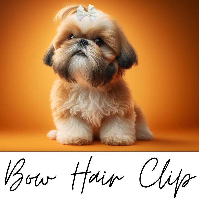 Sage Square Cute Pet Hair Bow Clip | Handmade for Dogs & Cats | Stylish Topknot & Grooming Accessory | Fancy Look for Weddings, Festivals & Celebrations | Great Gift Idea (White) - Image 2