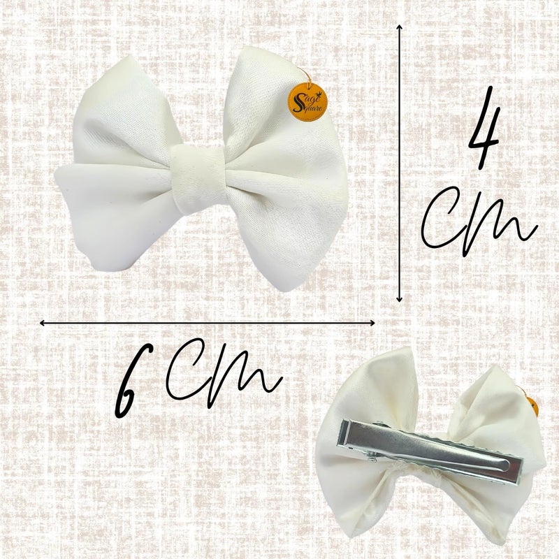 Sage Square Cute Pet Hair Bow Clip | Handmade for Dogs & Cats | Stylish Topknot & Grooming Accessory | Fancy Look for Weddings, Festivals & Celebrations | Great Gift Idea (White) - Image 3