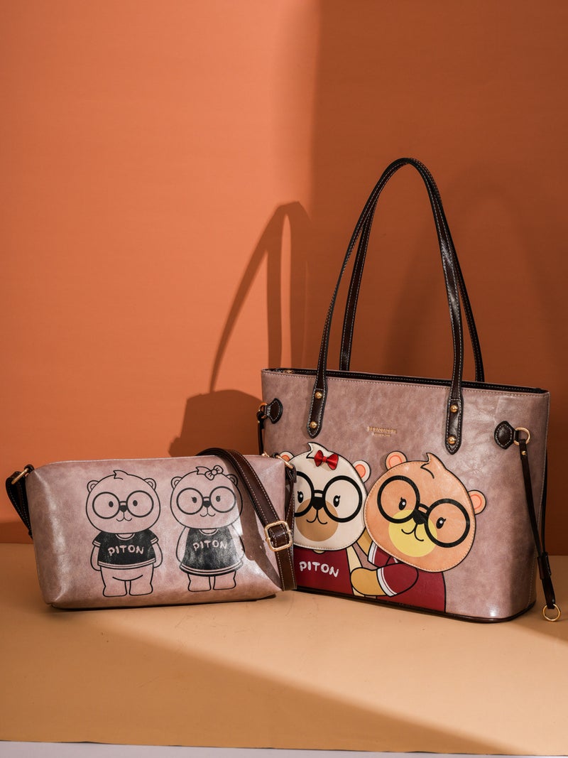 North Bag Genuine Goods Couple Cute Cartoon Bear Tote Bag Women'S Fashionable Shoulder Underarm Bag - Image 3