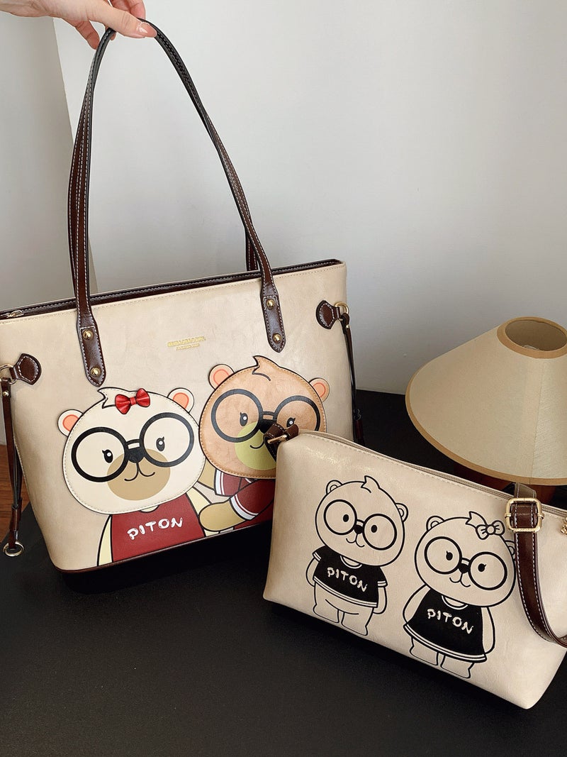North Bag Genuine Goods Couple Cute Cartoon Bear Tote Bag Women'S Fashionable Shoulder Underarm Bag - Image 4
