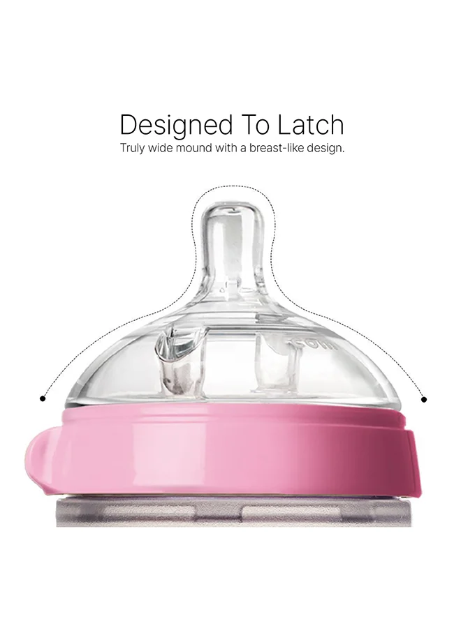 comotomo Natural Feel Baby Bottle 150 ML With Pack Of 2 Natural Teat Silicone Nipples, 3 Holes With Fast Flow, 6 Months +