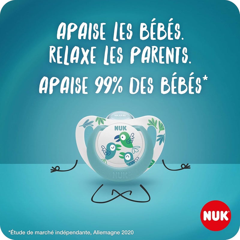 NUK Star Night & Day Baby Pacifier 0-6 Months - 2 Pack - Image 2