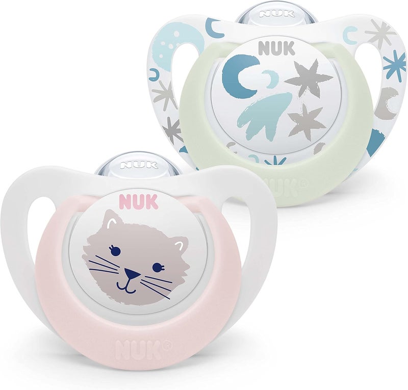 NUK Star Night & Day Baby Pacifier 0-6 Months - 2 Pack - Image 1