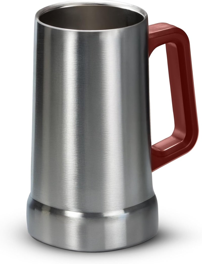 Kook Beer Stein, Stainless Steel Coffee Mug, Tumbler with Thermal Vacuum Insulation, Double Walled Drinking Cup, Large Handle, Shatterproof, Stainless Steel, 23.7 oz - Image 1