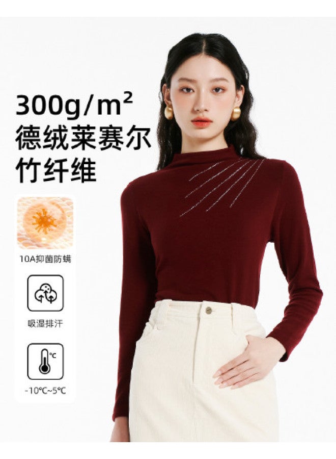 Modal Autumn And Winter Semi-High Neck Base Layer Fashion Versatile Outerwear Warmth Heat Retention Women'S Base Shirt - Image 1