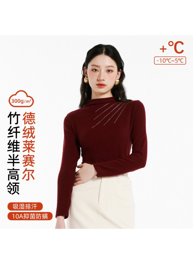 Modal Autumn And Winter Semi-High Neck Base Layer Fashion Versatile Outerwear Warmth Heat Retention Women'S Base Shirt - Image 4