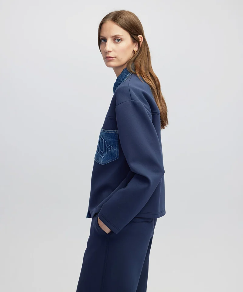 Ipekyol  Denim-Trimmed Scuba Sweatshirt for Women | Best Price UAE