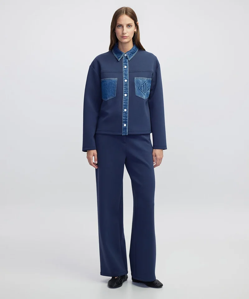 ابيكول Denim-Trimmed Scuba Sweatshirt