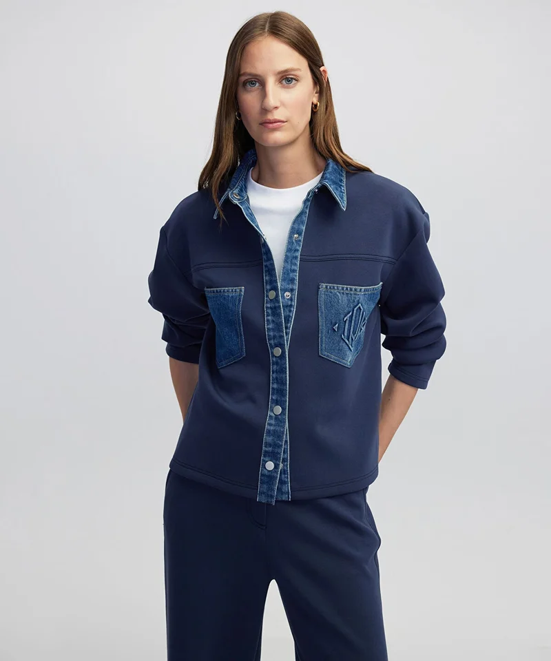 ابيكول Denim-Trimmed Scuba Sweatshirt