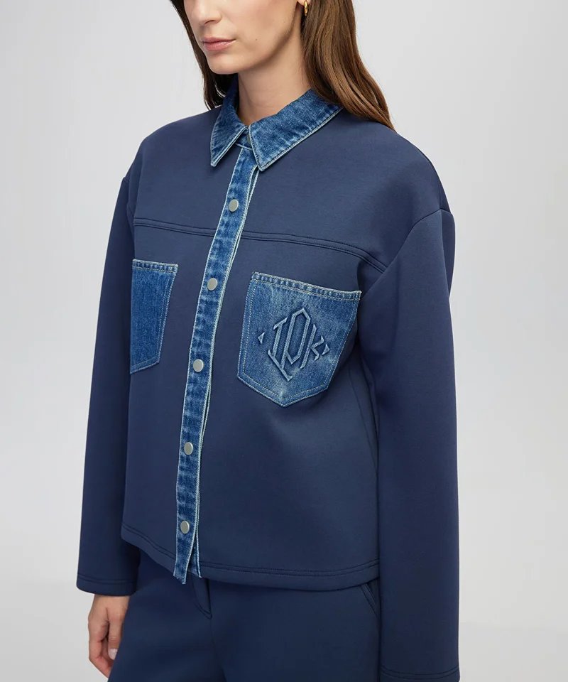 Ipekyol  Denim-Trimmed Scuba Sweatshirt for Women | Best Price UAE