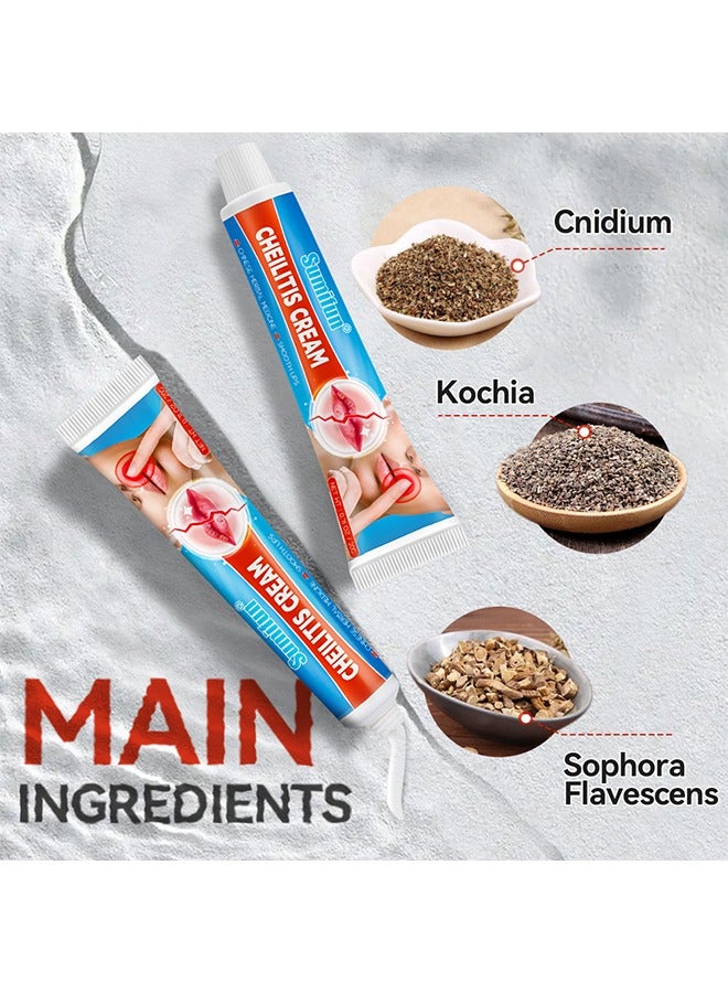 سوميفون Cheilitis Cream-Chinese Herbal Medicine Smooth Lips ، إصلاح الشفاه المتشققة والجافة | مكونات طبيعية للتبريد الفوري وتخفيف الآلام | إزالة الجلد الميت / تلاشي خطوط الشفاه / تحسين لون الشفاه - Image 5