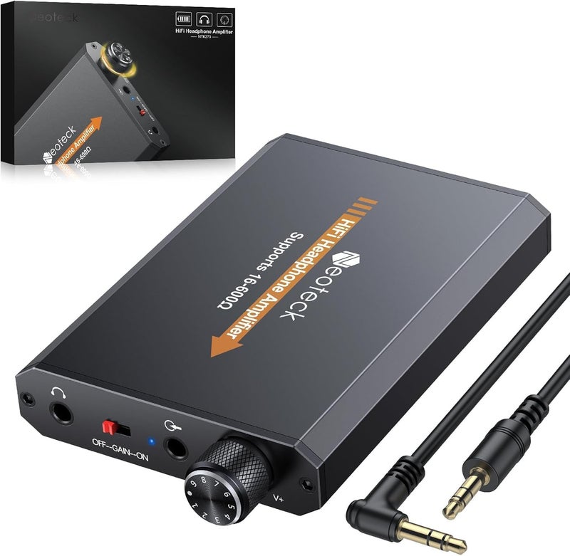 Neoteck Amplifier 16600 Ohm Portable Headphone Amplifier35mm Jack Rechargeable Headphone Amp with Volume ControlTwoStage Gain Switch Headset Amplifier for PCCDMP3MP4 Players - Image 2