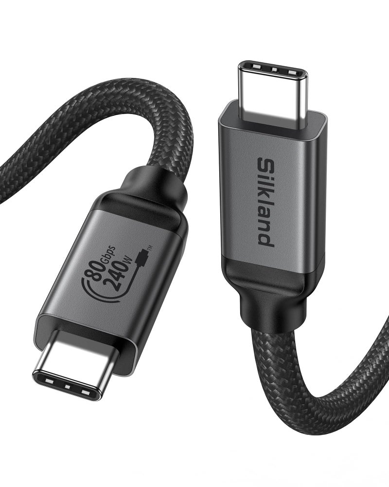 Silkland USB-IF Certified USB 4 for Thunderbolt 5 Cable 80Gbps, 120Gbps for Dual 8K, 240W PD3.1 Charging, Braided USB C Video Cable Compatible for Thunderbolt 4, MacBook, iPhone 17/16, Mac mini, 5FT - Image 1