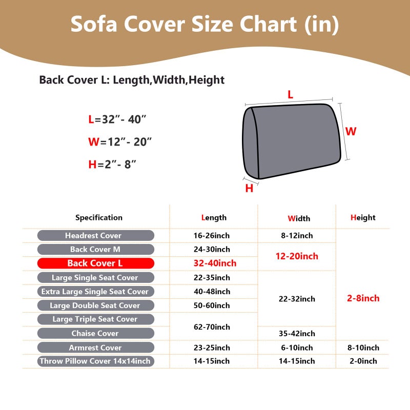 Yoovat Couch Cushion Covers for Sofa Couch Covers Wear-Resistant Universal Sofa Cover Washable Stretch for Sectional Slipcovers (Texture-Cream White,Back Cover L) - Image 3