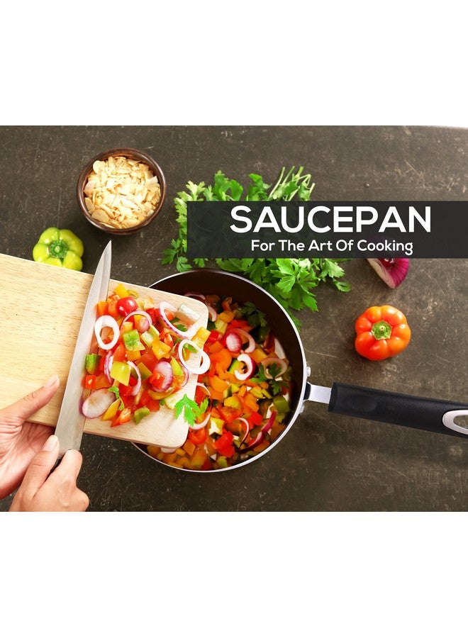 Utopia Kitchen طقم قدر الطبخ غير اللاصق من يوتوبيا مع أغطية، 1 لتر و 2 لتر، طقم قدور متعددة الاستخدامات للمنزل أو المطبخ أو المطعم، رمادي وأسود - Image 5