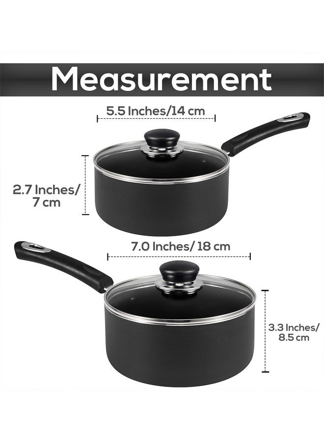 Utopia Kitchen طقم قدر الطبخ غير اللاصق من يوتوبيا مع أغطية، 1 لتر و 2 لتر، طقم قدور متعددة الاستخدامات للمنزل أو المطبخ أو المطعم، رمادي وأسود - Image 2