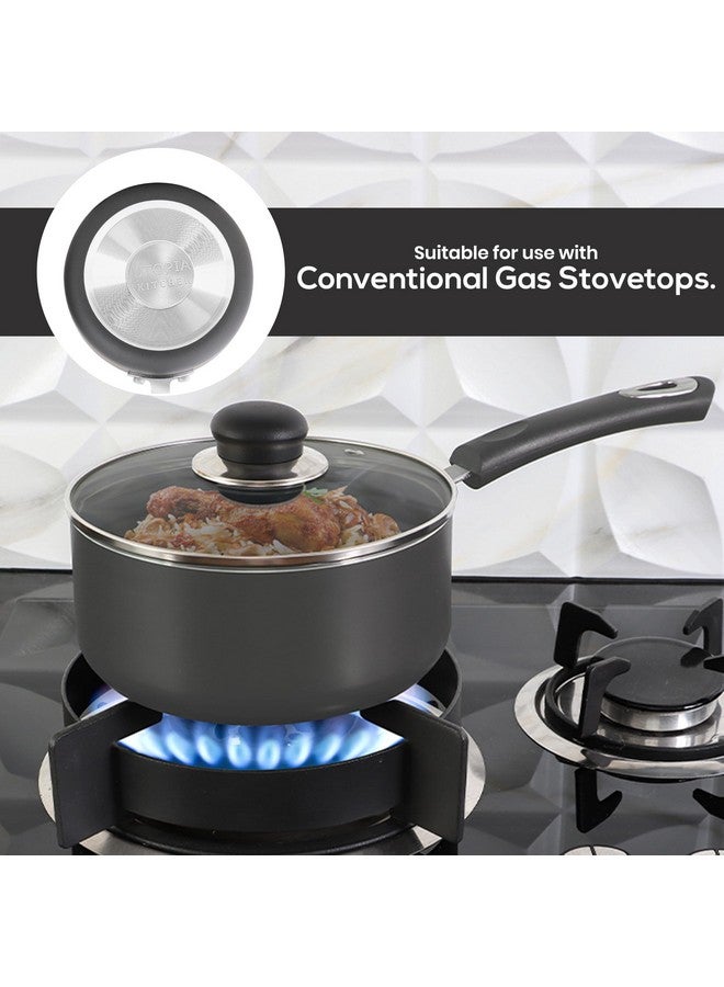 Utopia Kitchen طقم قدر الطبخ غير اللاصق من يوتوبيا مع أغطية، 1 لتر و 2 لتر، طقم قدور متعددة الاستخدامات للمنزل أو المطبخ أو المطعم، رمادي وأسود - Image 4