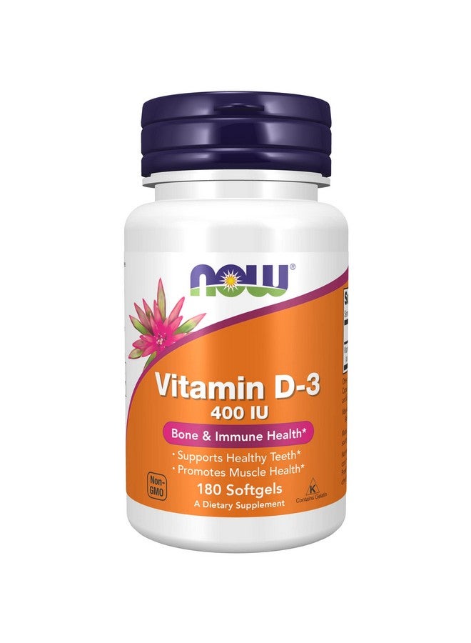 now Supplements Vitamin D3 400 Iu Strong Bones* Structural Support* 180 Softgels - Image 2