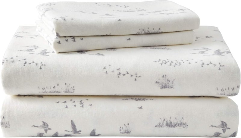 Eddie Bauer - Full Sheets, Cotton Flannel Bedding Set, Brushed For Extra Softness, Cozy Home Decor (Geese Meadows, Full) - Image 1