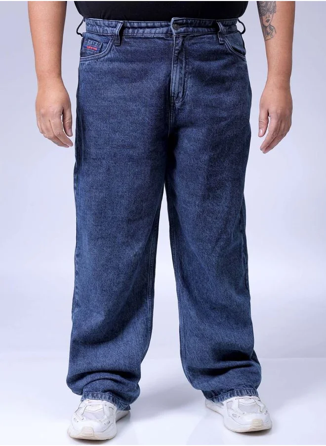 HARDSODA Men Plus Size Baggy Fit Solid Mid-Rise Jeans