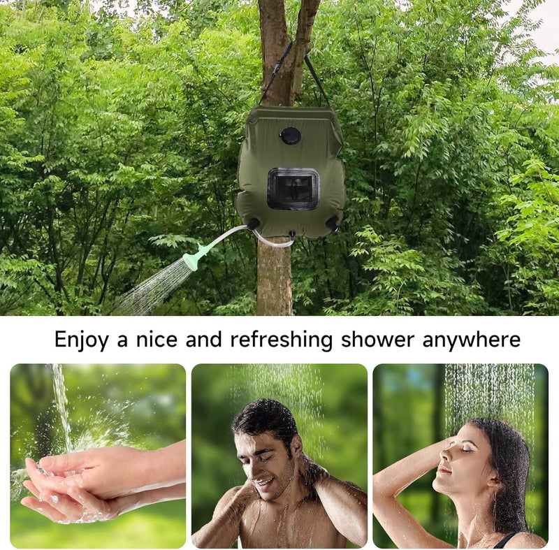 Linist Solar Portable Shower Bag – 5 Gallon/20L Solar Heated Camping Shower with Removable Hose, Adjustable On-Off Shower Head & Hanging Hook – Lightweight Outdoor Shower for Hiking, Backpacking - Image 4