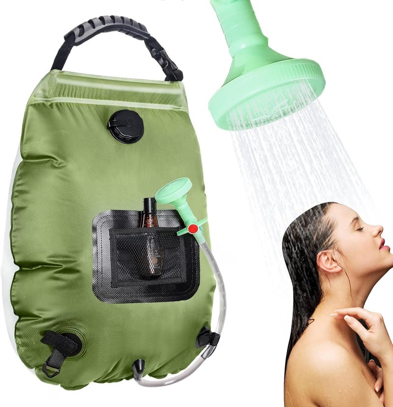 Linist Solar Portable Shower Bag – 5 Gallon/20L Solar Heated Camping Shower with Removable Hose, Adjustable On-Off Shower Head & Hanging Hook – Lightweight Outdoor Shower for Hiking, Backpacking - Image 1