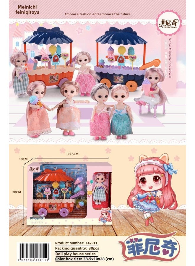 Children's Simulation Girl Princess Doll Play House Toy 60cm Large Barbabi Doll Gift Box Suit-Color:28cm Fun Ice Cream Princess - Image 1