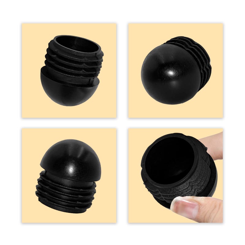 Flyshop 16-Pack 1-1/2"", 38 Mm Outside Diameter Black Plastic End Caps Round Tube Insert Furniture Glides For Tables And Chairs (Fit 1.5"", 38 Mm Od Tube) - Image 4