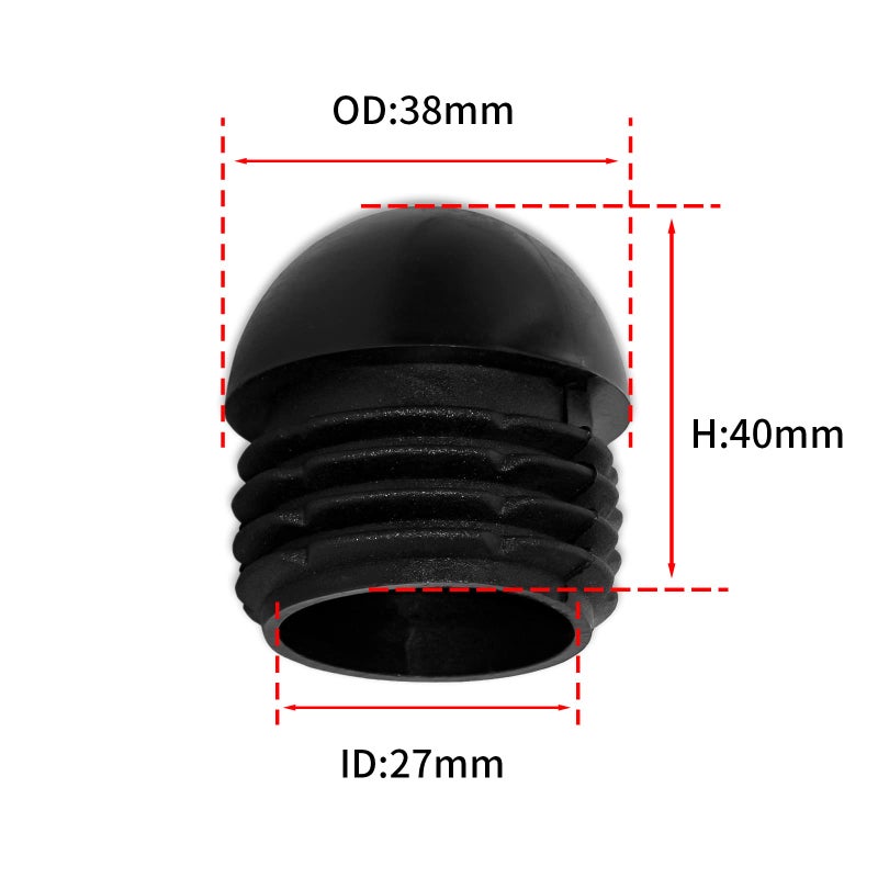 Flyshop 16-Pack 1-1/2"", 38 Mm Outside Diameter Black Plastic End Caps Round Tube Insert Furniture Glides For Tables And Chairs (Fit 1.5"", 38 Mm Od Tube) - Image 2